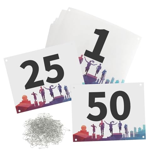 PATIKIL Running Bib Numbers 7.5x6" 1-50 Waterproof Race Competitor Numbers - size: 7.5x6"