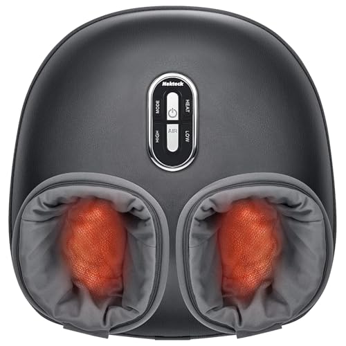 Nekteck Shiatsu Foot Massager with Heat & Air Compression Deep Kneading - color: Gray, size: Large