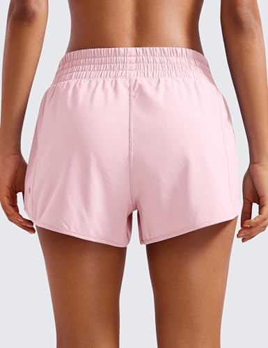 CRZ YOGA High Waisted Running Shorts 2.5" - color: Strawberry Pink, size: XX-Small