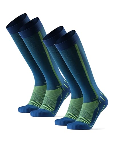 DANISH ENDURANCE Compression Socks for Men & Women, 21-26 mmHg, Graduated - color: Blue/Neon Yellow 2-pack, size: Large
