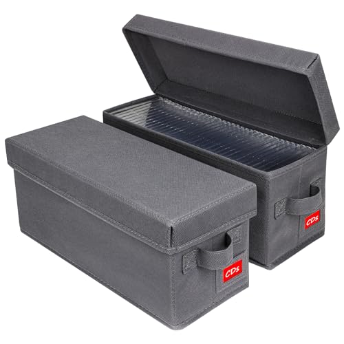 NUSWOR Upgrades CD Storage Box - CD Organizer with Lid 2Pack - Grey - size: CD-2PACK