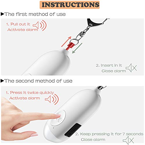 Safesound Personal Alarm Siren Song 1-Pack - 130dB Self Defense Alarm Keychain with Emergency LED Flashlight - Security Personal Protection Devices for Women Girls Kids and Elderly - color: White