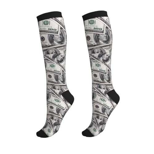 Compression Socks, Unisex 15-20 mmHg Knee High Support Socks - color: Dollar