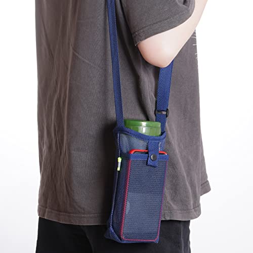 3Pcs Water Bottle Holder with Strap Water Bottle Carrier with Adjustable Shoulder Strap Water Bottle Sling Bag for Outdoor Hiking Camping Walking Travel Water Bottle Sleeve, Black, Dark Blue and Pink