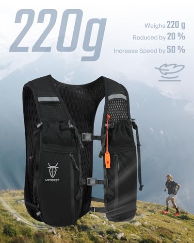 UTOBEST Running Vest Lightweight Hydration Pack 10L UTR110 - color: Black (with 2L Bladder), size: XL (Chest Size:40-45inch)