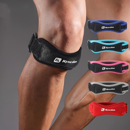 Patella Knee Brace Strap Lightweight Breathable Compression Support Adjustable for Running Basketball Yoga Jump Rope - color: blue
