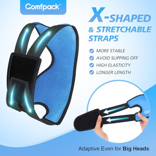 Comfpack Wisdom Teeth Ice Pack with Exposed Ear Design, 2PCS Large Face Ice Pack with Soft Plush for TMJ, Jaw Pain, Tonsillectomy, Oral Surgery, Face Swelling, Cosmetic Recovery - color: Blue 2pack