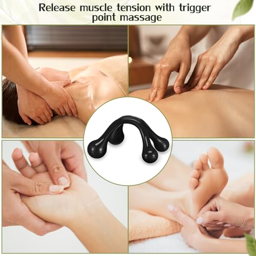 TrelaCo 50 Pack Four Point Massage Tools Palm Shaped Handheld,Black - color: Black