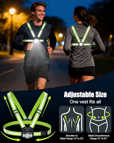 Running Lights for Runners, 500LM High-Vis Reflective Running Vest
