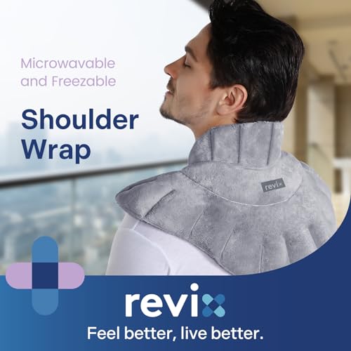 REVIX Microwavable Heating Pad for Neck Shoulders & Back, Moist Heat, Gray - color: Gray