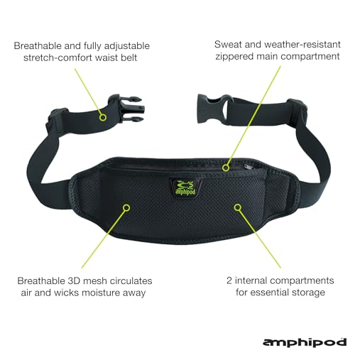 Amphipod AirFlow Lite Waistpack, Runner Storage Waist Fanny Pack - OS - color: Black