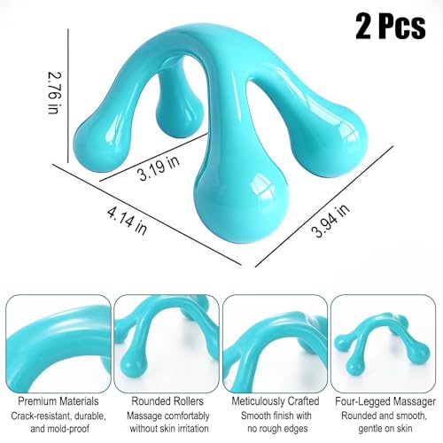 2-Pack Handheld Full Body Massager, 4-Leg Pressure Point Tool for Back, Neck, and Shoulder, 2Light Blue