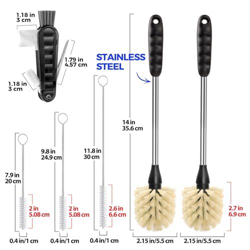 Holikme 6 Pack Bottle Brush 14" Stainless Steel Straw Cleaner Brush,Yellow - color: Yellow, size: 6Pack