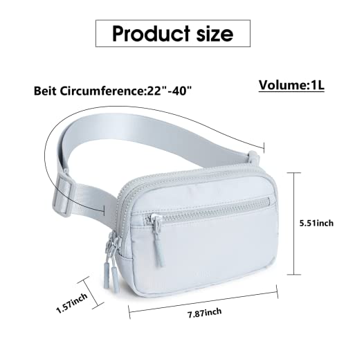 WESTBRONCO Fanny Packs for Women Men, Belt Bag with 4 Zipper Pockets, Fashion Waist Packs, Lightweight Crossbody Bags with Adjustable Strap for Workout/Running/Hiking (Light Grey) - color: A-Light Grey