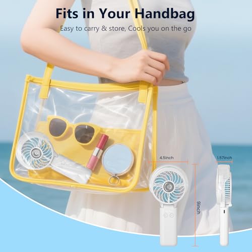 HandFan 5200mAh Upgraded Personal Misting Fan, Rechargeable Handheld Mister Fan, Spray Water Mist Fans, Portable Cooling AC, Electric Mini Hand Fans for Beach Travel Outdoors(White) - color: White
