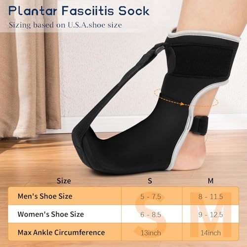 Adjustable Night Splint for Foot Drop & Plantar Fasciitis Relief, Soft Breathable Ankle Brace Support with Massage Ball for Achilles Tendonitis, Heel Spur, Flat Arch - size: Medium