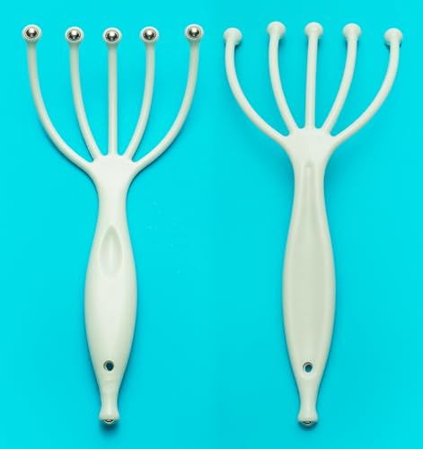 Head Massager,Protable Handheld SPA Scalp Massage Tool for Deep Relaxation & Stress Reduction Wet and Dry in The Office Home SPA (2-Pack) (White White) - color: White White