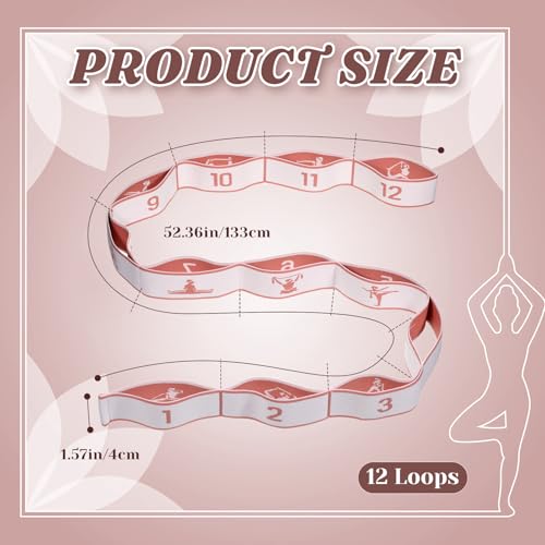 Yoga Strap with 12 Loops, Elastic Yoga Stretching Strap