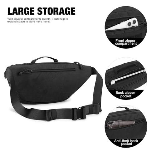 Mardingtop Tactical Fanny Pack for Men Military Crossbody Waist Belt Hip Bag for Outdoor Travel,Hiking,Running,Walking,Fishing,EDC - color: Black