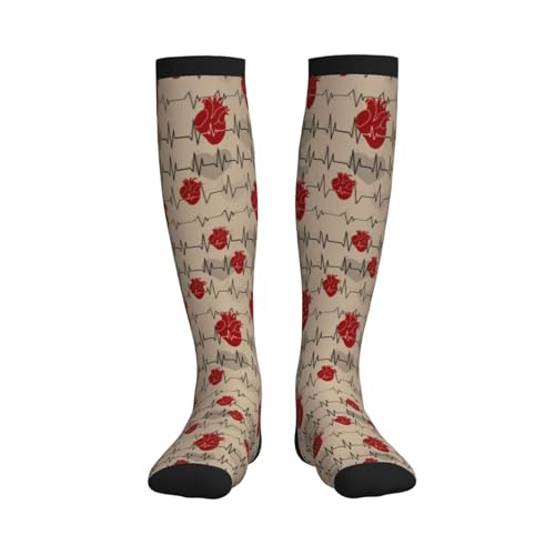 Compression Socks, Unisex 15-20 mmHg Knee High Support Socks - color: Ecg