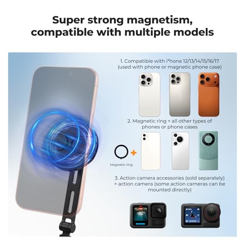 K&F CONCEPT 2-in-1 Magnetic & Clip-on Neck Phone Holder - color: Gray