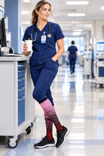 Compression Socks for Women&Men 20-30mmHg Graduated Knee High Stocking - color: 05-5 Pairs Multi Stripe 02, size: Small-Medium