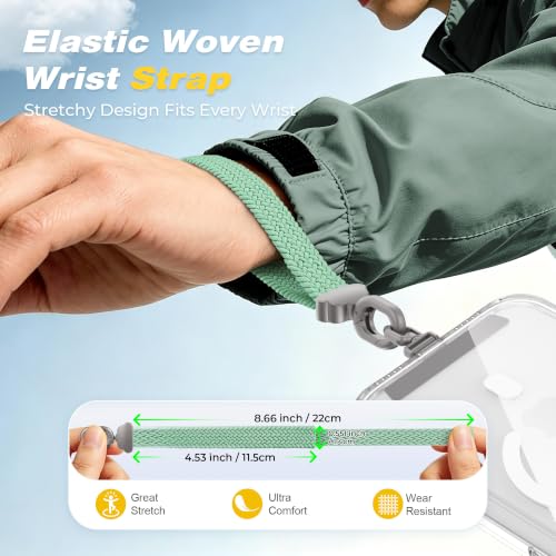 Stretchy Phone Wrist Strap, with 360° Rotatable Metal Tab - color: Light Green