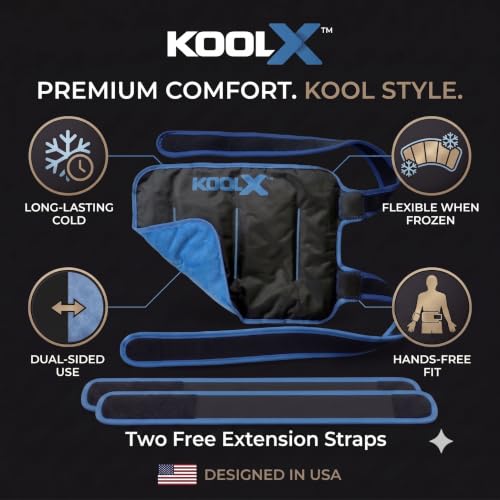 Premium Gel Ice Packs for Injuries Reusable, Flexible Cold Wraps with Straps, Soft Plush & Nylon Sides, Extension Strap, Ice Pack for Knee, Back, Shoulder, Elbow & Calf - Large - size: Large - Single Pack