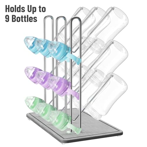 NiHome Baby Bottle Drying Rack with Diatomite Base & Stainless Steel Frame