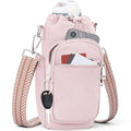 SYTRAH Water Bottle Carrier Bag with Strap, Insulated Corssbody Purse - color: Pink