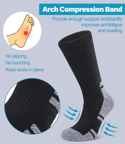 Running Hiking Socks for Women Compression Athletic Crew Socks - color: 5 Pairs Black, size: 8-10