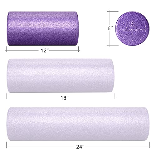 Philosophy Gym 12" High-Density Foam Roller for Exercise, Massage, Muscle Recovery - Round, Purple - color: Purple