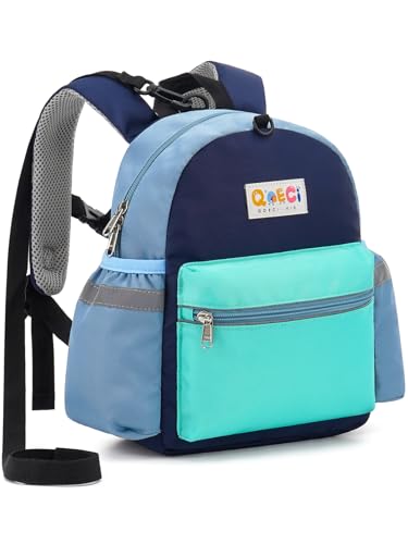 Toddler Backpack with Leash for Boys Girls Kids Kindergarten Nursery, 11” Baby Leash Backpack with Reflective, Toddler Bookbag with Anti-Lost Harness for Walking, Mint Blue - color: 1-mint Blue