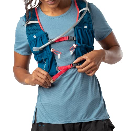 Nathan VaporAir Lite 4 Liter Vest & Hydration Pack with 2L Bladder, Front Water Bottle Pockets, Soft & Breathable Material for Comfort - color: Marine Blue/Hibiscus, style: Women's - L-XXL