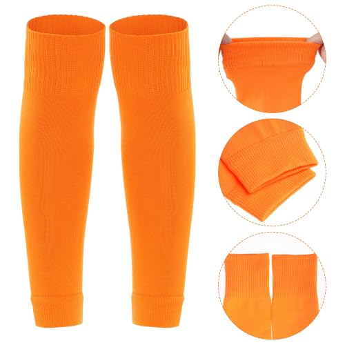 phnydreg 3 Pairs Leg Sleeve Shin Pre Cut Socks for Kids Youth Men Women Soccer Running Cycling - color: Orange