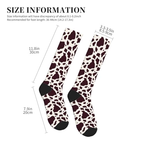Compression Socks Knee High Support Stockings Women Men - color: Cute Cow Skin