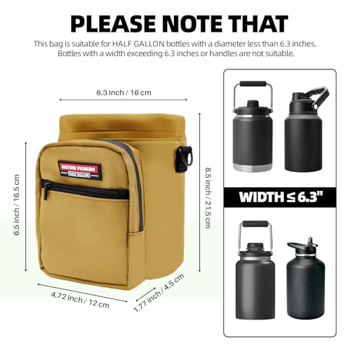NATURE PIONEOR 26-128 oz Insulated Water Bottle Carrier Holder with Strap - color: Brown, size: Half Gallon YETl