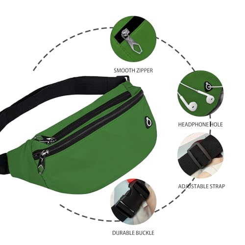 Fanny Packs for Men and Women Water-Repellent Sports Waist Pack Bag - color: 1pack-Grass Green