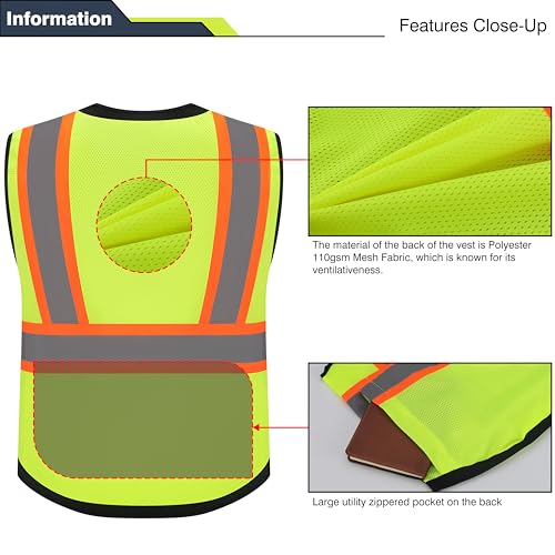 Gasoline Class 2 High Visibility Reflective Safety Vests Women & Men - color: Yellow Black, size: Small
