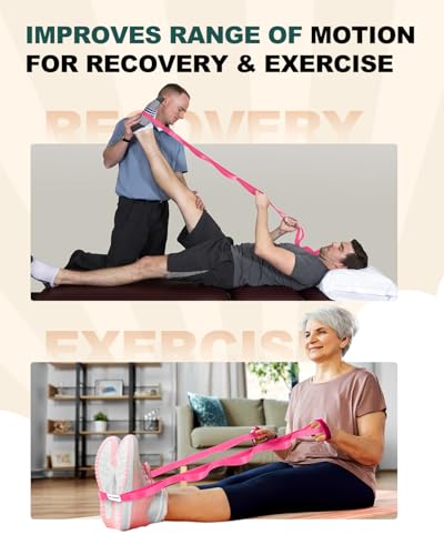 Trideer Stretching Strap with Loops, Yoga Strap, Stretch Bands for Exercise - color: Pink/75"x1"