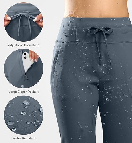 G Gradual Women's Fleece Lined Joggers Water Resistant Hiking Pants - color: Dusty Blue, size: Small