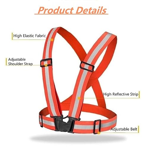 Reflective Vest, High Visibility Safety Vest Straps Reflective Gear for Night Running Walking Cycling for Men Women Kids - color: 2 Orange