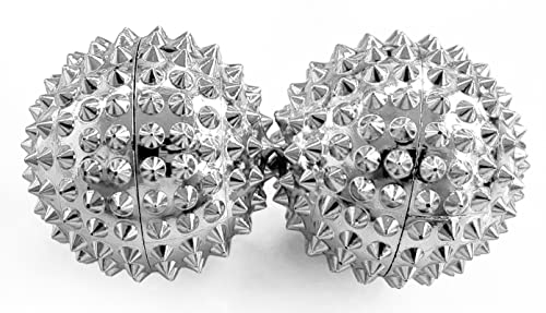 2X Spiky DBT Skill Balls | Magnetic Stress Relief Balls | Spiky Massage Balls for Relaxation, Tension Release, Focus & Mobility (Silver, 1.25 inch) - color: Silver, size: 1.25 Inch