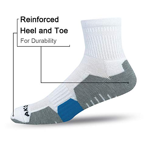 AKOENY Men's Athletic Quarter Socks 6-Pack - color: White