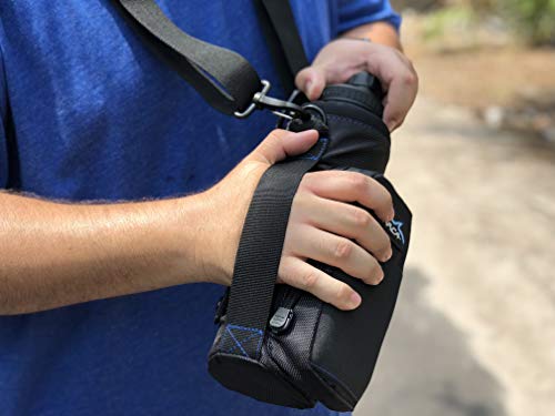 Arca Gear 40 oz Hydro Carrier - Insulated Water Bottle Sling w/Carry Handle, Shoulder Strap, Wallet and Two Pouches - The Perfect Flask Accessory - Deep Blue - color: Deep Blue