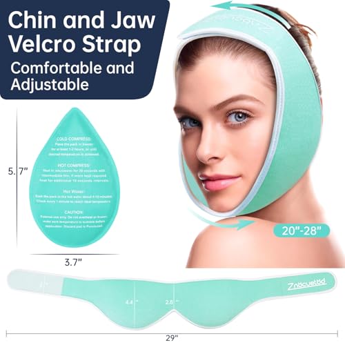 ZNÖCUETÖD Wisdom Teeth Ice Pack Face Head Wrap for Wisdom Teeth Removal Toothache Pain Relief, TMJ, Jaw Ice for Face Oral Surgery, Dental Implant with 4 Reusable Hot Cold Gel Packs (Mint Green) - color: Mint Green With 4 Ice Packs