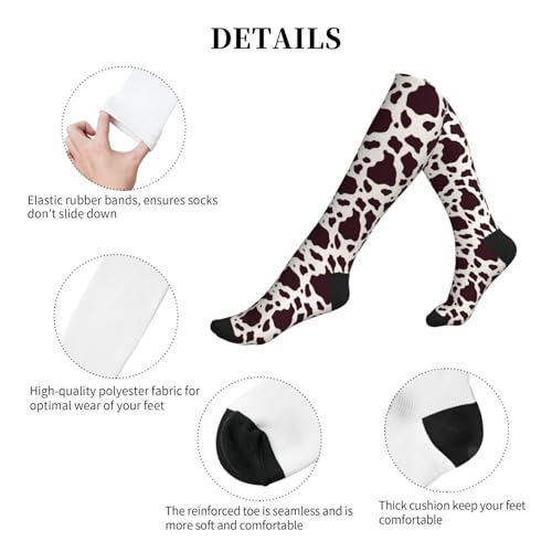 Compression Socks Knee High Support Stockings Women Men - color: Cute Cow Skin
