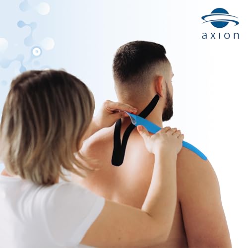 Kinesiology Tape Uncut | 2 Rolls of Athletic Sports Tape in Black and Blue | 16ft Length and 2'' Width per Roll | Waterproof • Skin-Friendly • Elastic | Ideal for Sports | axion - color: Black Blue