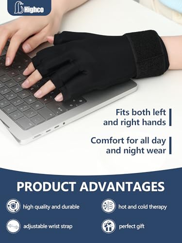 highco 2 Pack Ice Gloves for Arthritis Hands Pain Relief, Adjustable Hand Ice Pack for Hot & Cold Therapy, Reusable Gel Compression Finger Wrist Ice Pack for Tendinitis, Carpal Tunnel,Swelling - size: M( 2PCS)