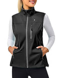 Little Donkey Andy Women's Lightweight Vest Windproof Sleeveless Jacket - color: Pure Black, size: Small